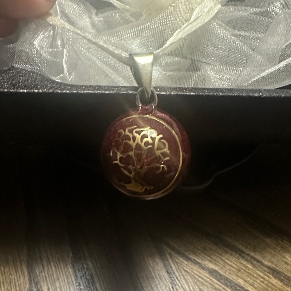 Gold and Red Tree Pendant Necklace